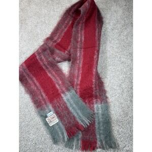SCOTLAND MOHAIR Plaid Wool Scarf GLEN CREE Vintage Extra long